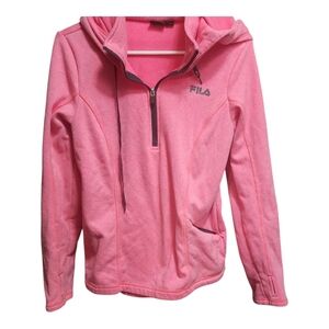 Fila Qiuarter Zip Bright Coral Pink Hoodie Sixe M